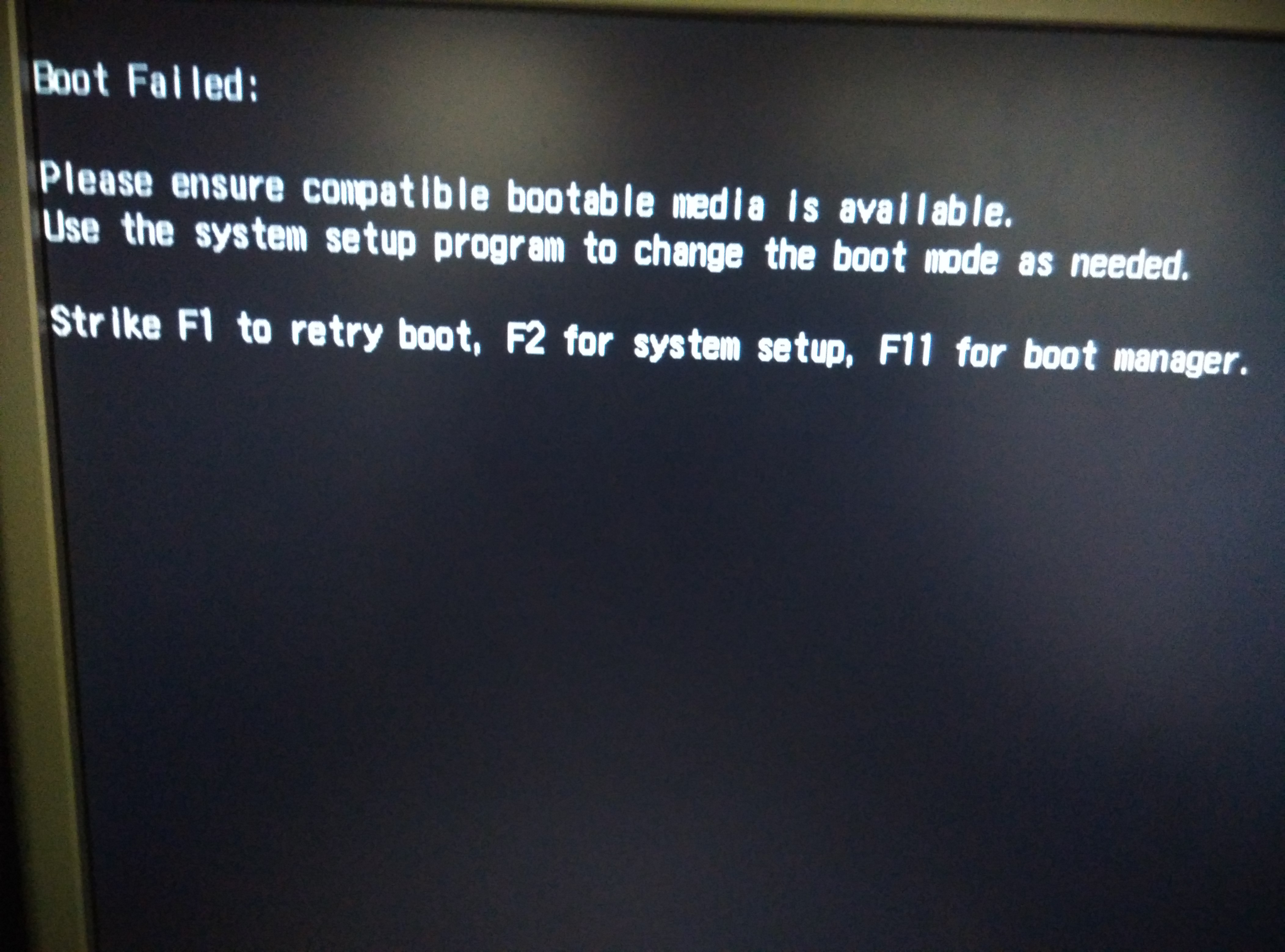 Disk Boot failure Insert System Disk and Press enter.